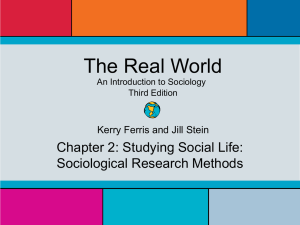 Chapter 2: Studying Social Life: Sociological Research Methods