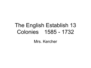 The English Establish 13 Colonies 1585