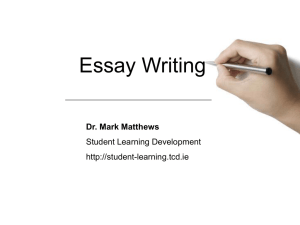 Essay Writing - Student Learning Development