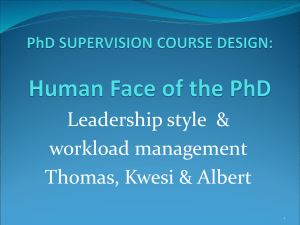 PhD SUPERVISION COURSE DESIGN: Human Face of the PhD
