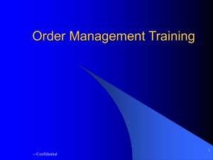 Order Management Training