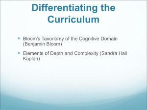 Bloom`s Taxonomy of the Cognitive Domain