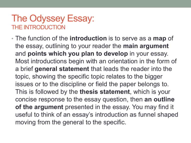 odyssey essay examples