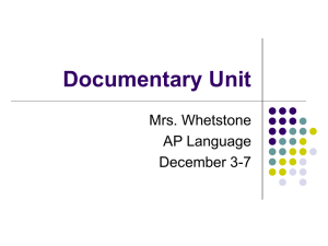 Documentary Unit - Whetstone`s Weebly