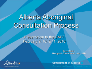 Aboriginal Consultation Alberta`s Perspective