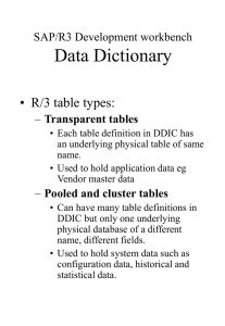 SAP/R3 Development workbench Data Dictionary