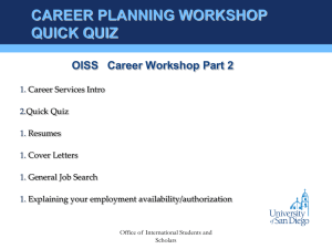 career planning workshop - University of San Diego