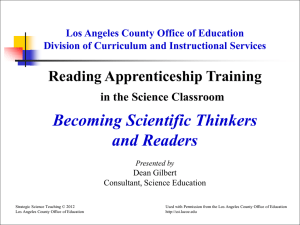 Reading Apprenticeship Training - Introduction to Strategic Science