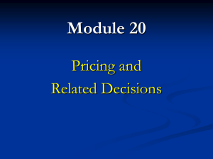 M20--Pricing and Related Decisions
