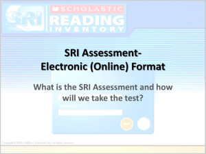 SRI Assessment- Electronic (Online) Format
