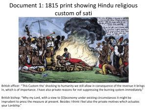 Document 1: 1815 print showing Hindu religious custom of sati