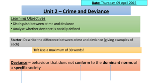 Unit 2 – Crime and Deviance