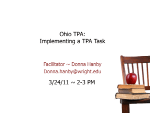 Implementing a TPA Task - Ohio`s Teacher Performance Assessment
