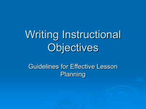 Writing Effective Instructional Objectives