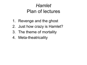 Hamlet Plan of lectures