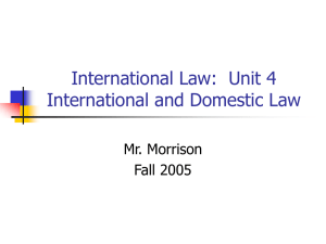 International Law: Unit 4 International and Domestic Law
