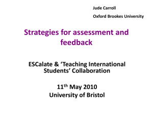 Strategies for assessment and feedback - Jude Carroll