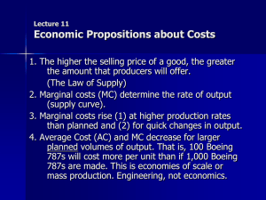 Some Economic Propositions about Costs