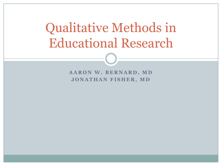 qualitative methods in educational research