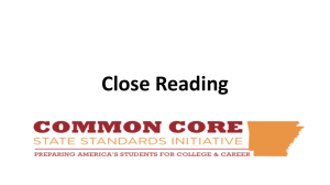 Close Reading - AETN - Common Core Arkansas