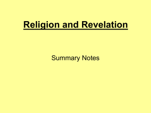 Religion and Revelation Summary