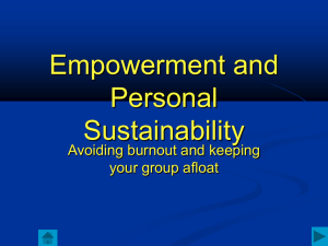 Empowerment and Personal Sustainability