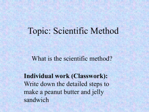 Topic: Investigation and the Scientific Method