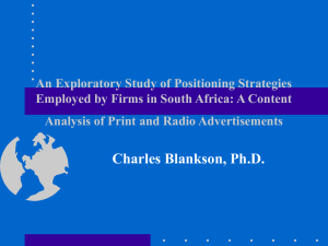 Positioning Strategies in South Africa A content Analysis