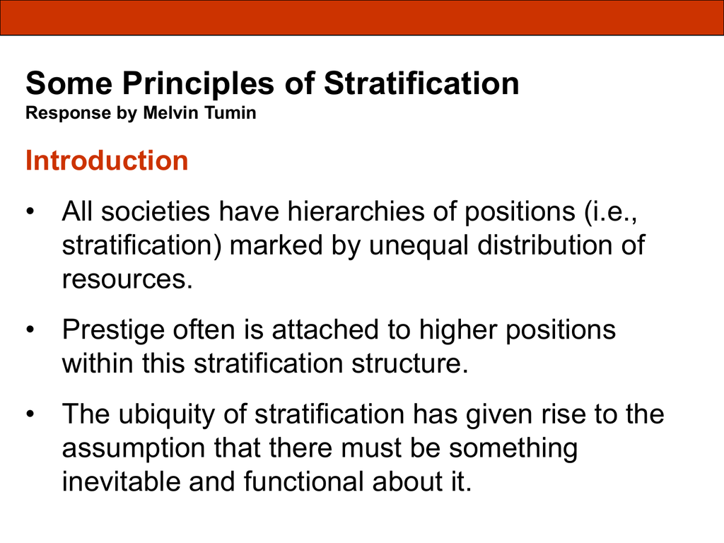 some principles of stratification