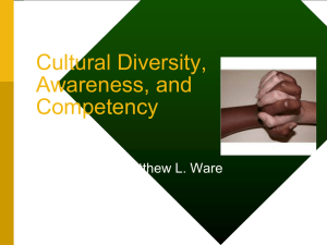 Cultural Diversity, Awareness, and Competency