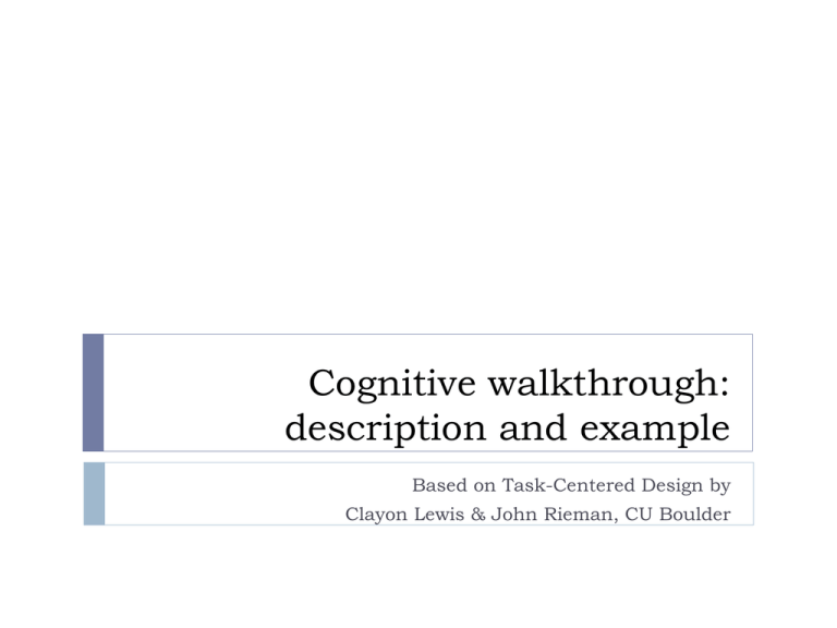 Cognitive Walkthrough Example