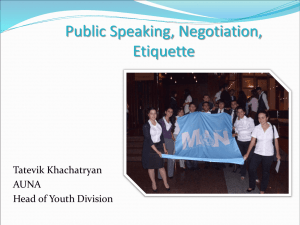 Training -Public Speaking, -Negotiation Skills,