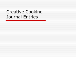 Creative Cooking Journal Entries