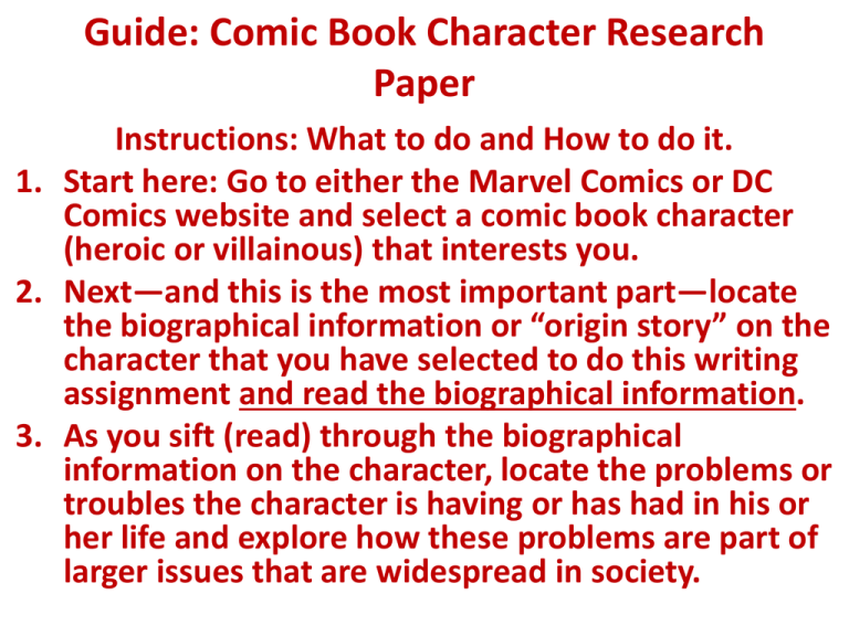 research paper on comic book
