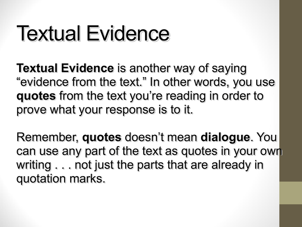 textual evidence deffinition medium in english definition