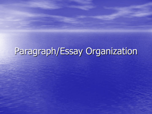 Paragraph/Essay Organization