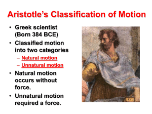 Aristotle`s Classification of Motion