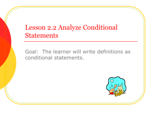 Lesson 2.2 Analyze Conditional Statements