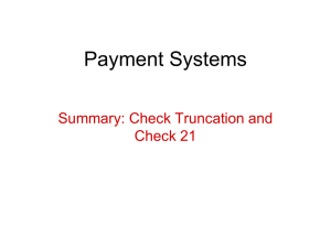 Summary of Check 21 and Truncation