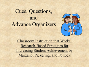 Cues, Questions, and Advance Organizers