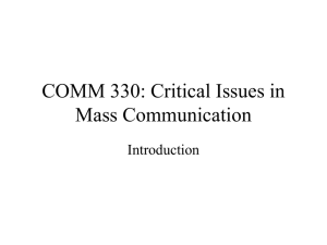 COMM 330: Critical Issues in Mass Communication