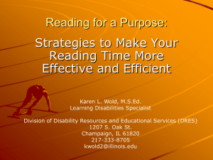 Reading for a Purpose: - Disability Resources & Educational Services