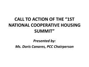call for action of the “1st national cooperative housing summit”