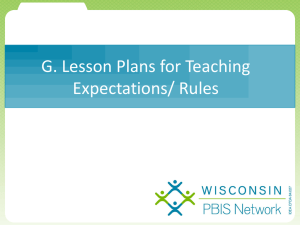 Module G Lesson Plans for Teaching Expectations and Rules