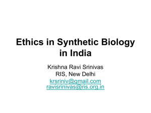 Synthetic Biology and Global Health : An Indian Perspective