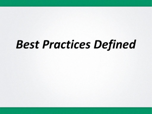 Best Practices Defined and Checklist