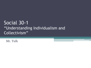 Social 30-1 “Understanding Individualism and