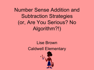 Number Sense Addition and Subtraction Strategies