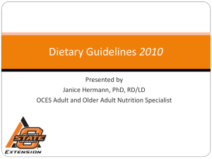 Nutrition for Older Adults Dietary Guidelines