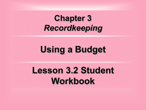 Chapter 3 Secton 2 Using a Budget Student Workbook